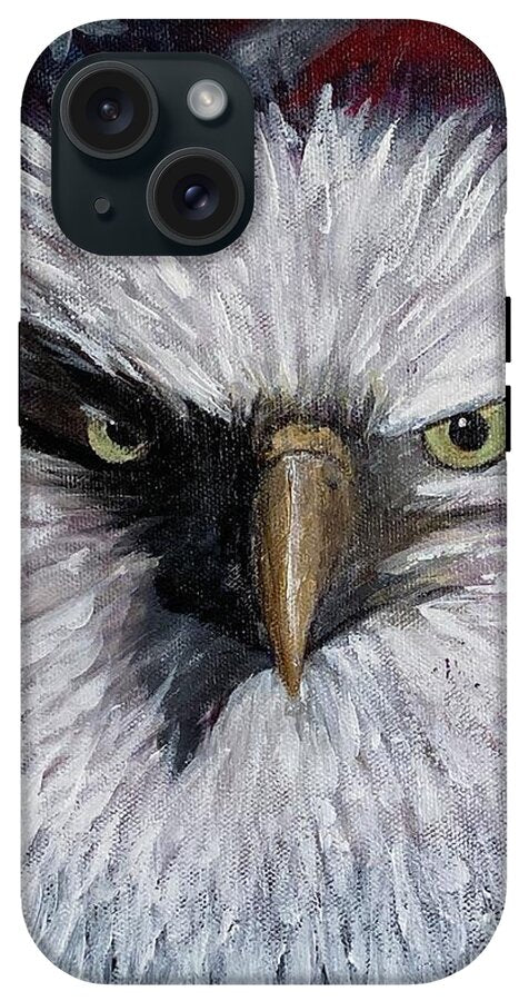 Eagle with American Flag Background - Phone Case