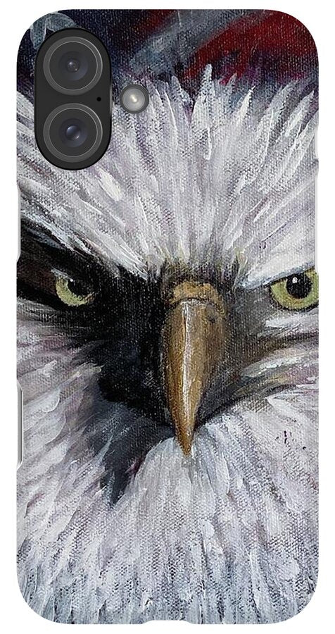 Eagle with American Flag Background - Phone Case