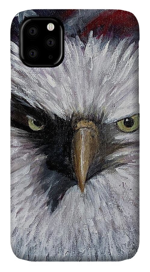 Eagle with American Flag Background - Phone Case