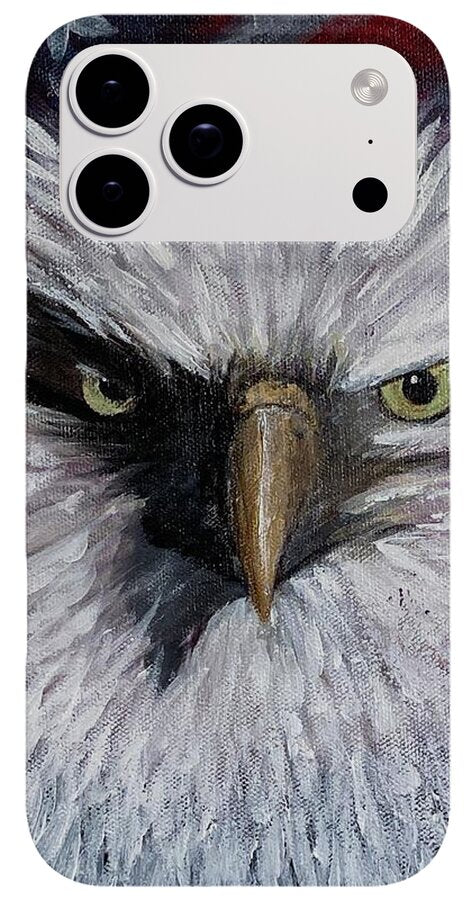 Eagle with American Flag Background - Phone Case