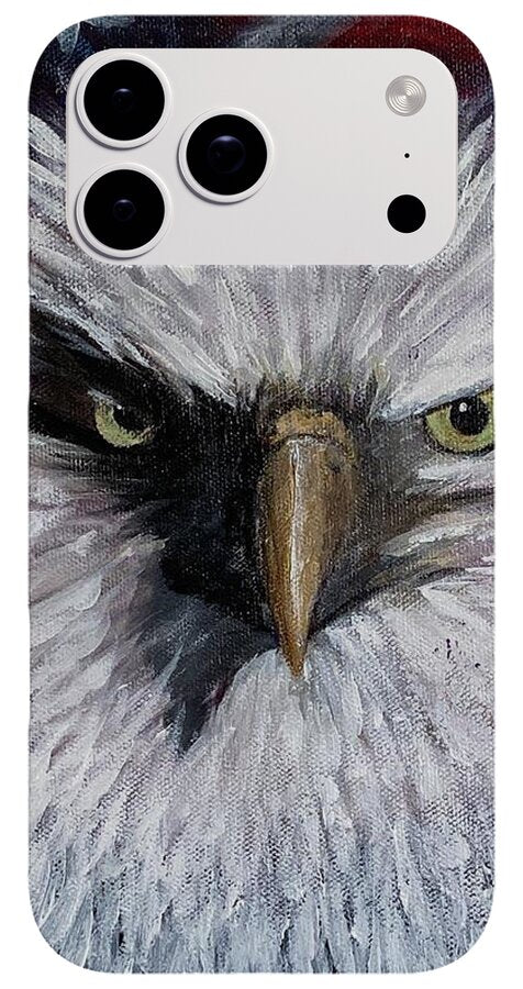 Eagle with American Flag Background - Phone Case