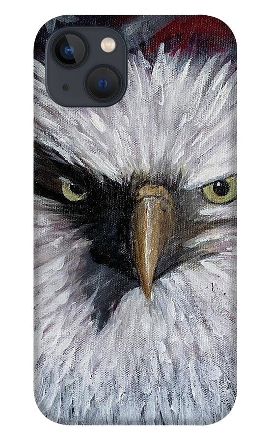 Eagle with American Flag Background - Phone Case