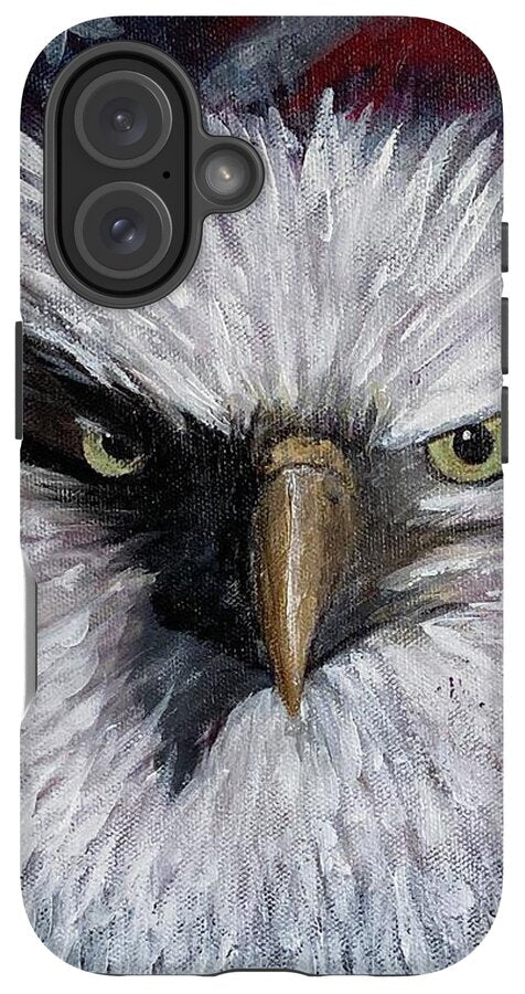 Eagle with American Flag Background - Phone Case