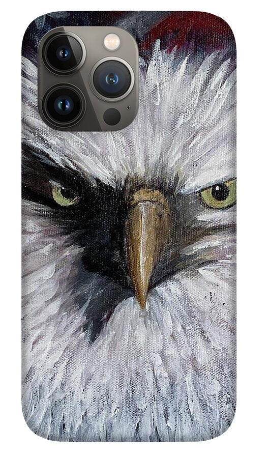 Eagle with American Flag Background - Phone Case