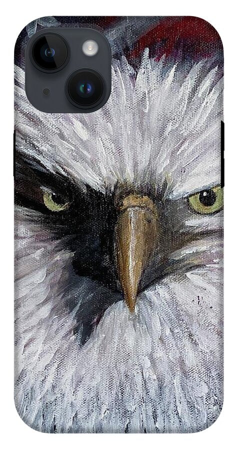 Eagle with American Flag Background - Phone Case