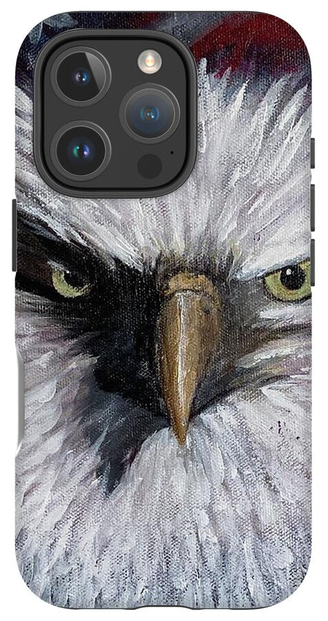 Eagle with American Flag Background - Phone Case