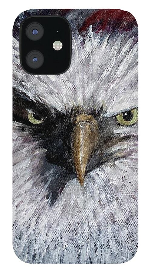 Eagle with American Flag Background - Phone Case