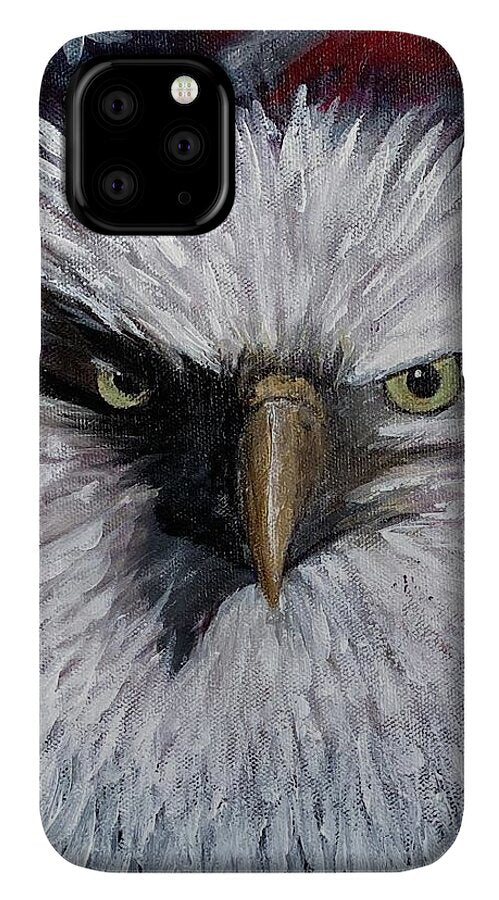 Eagle with American Flag Background - Phone Case