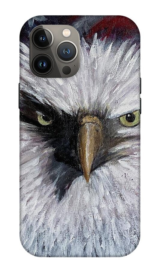 Eagle with American Flag Background - Phone Case
