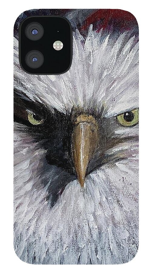 Eagle with American Flag Background - Phone Case