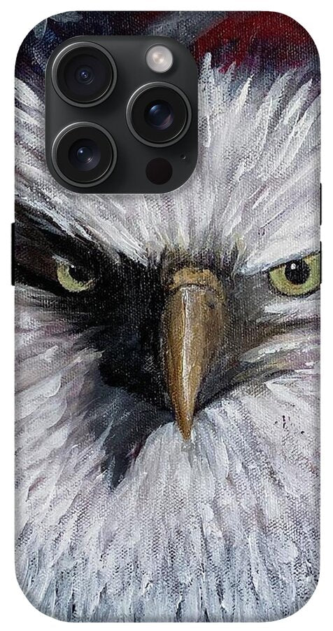 Eagle with American Flag Background - Phone Case