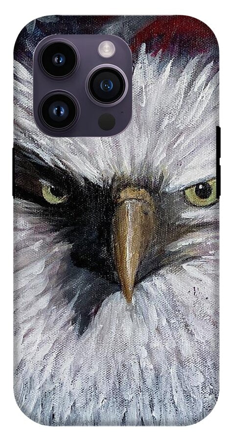 Eagle with American Flag Background - Phone Case