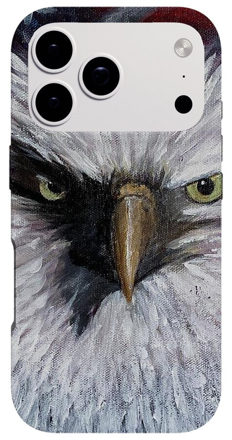 Eagle with American Flag Background - Phone Case