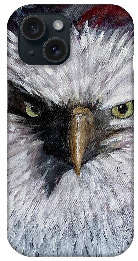 Eagle with American Flag Background - Phone Case