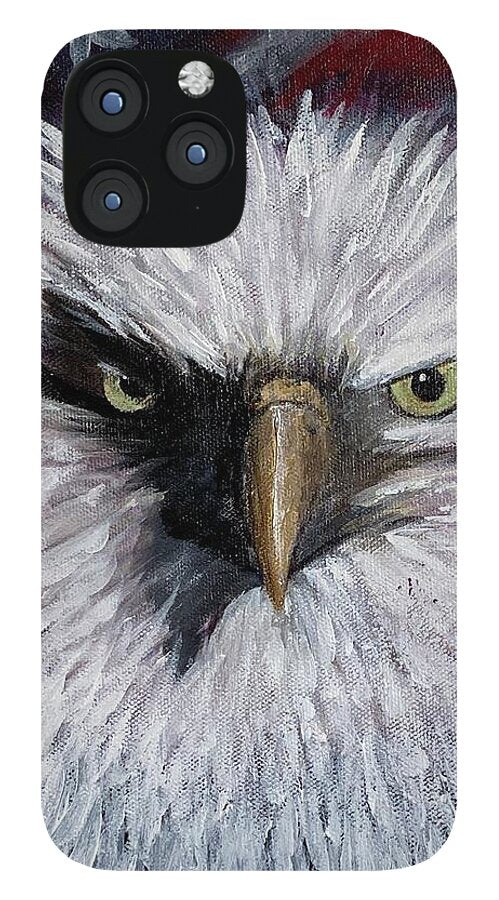 Eagle with American Flag Background - Phone Case