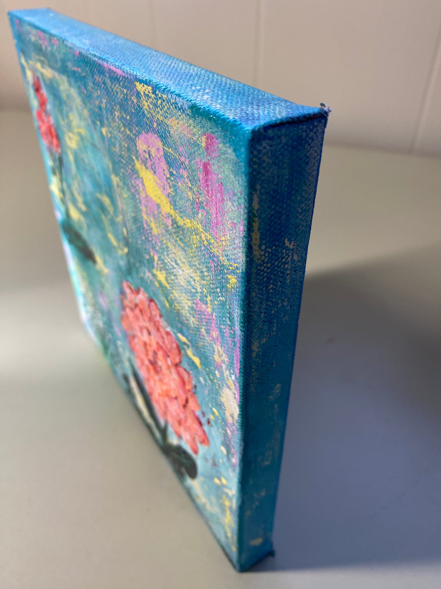 Happy Zinnia - Acrylic - 8 x 8