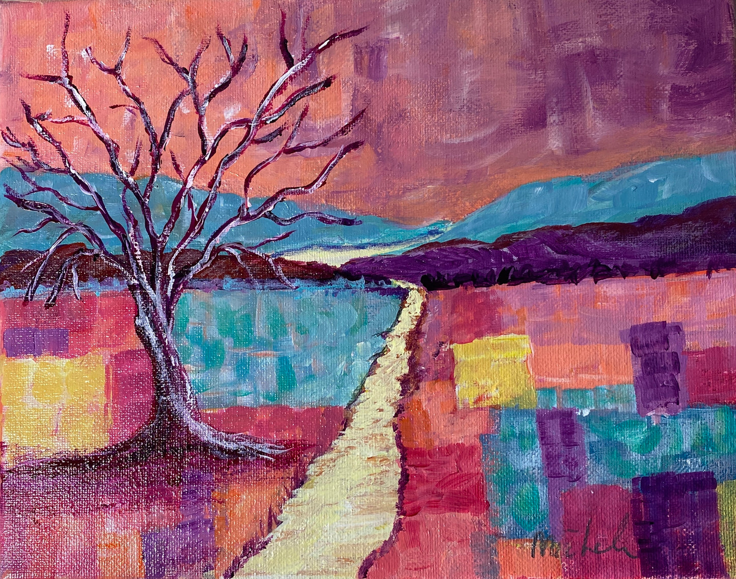 Lone Tree #4 - Acrylic on canvas - 8 x 10