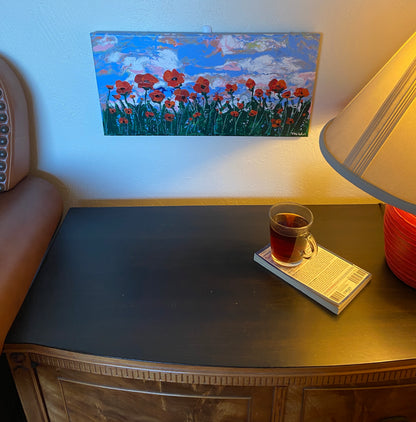 Happy Orange Poppies - 10" x 20" x 5/8" Canvas