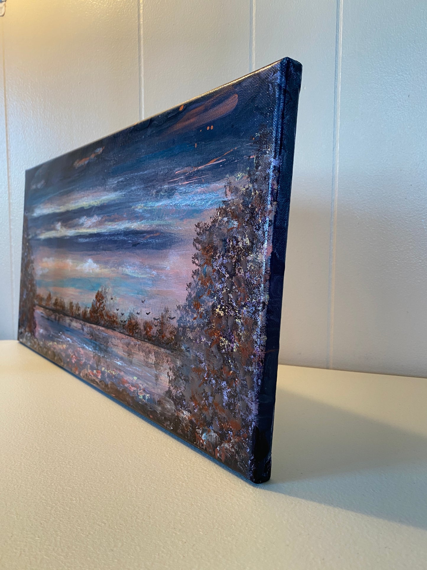 Peaceful Sunset - 10"x20"x5/8" - 'vintage look" - canvas