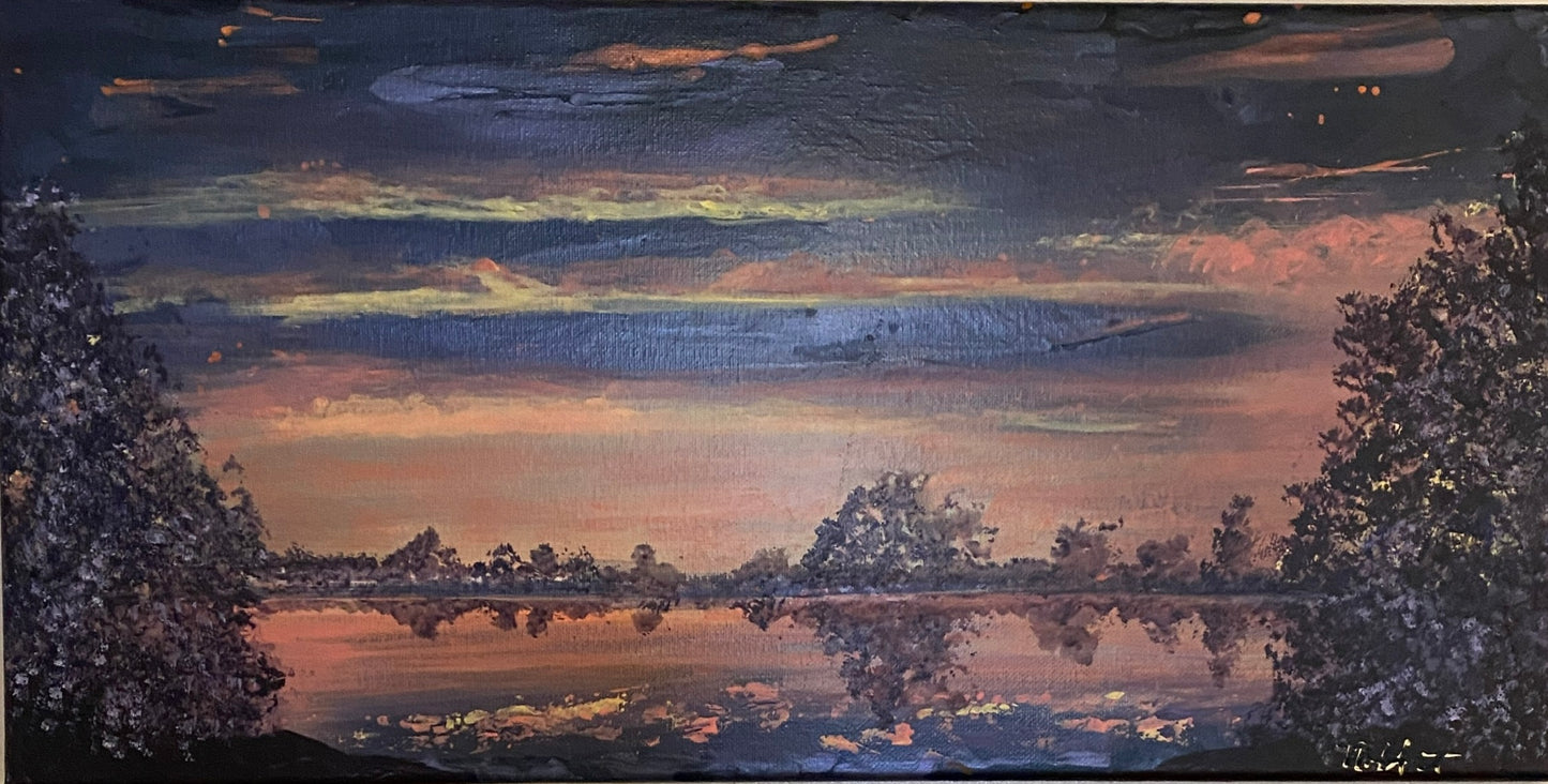 Peaceful Sunset - 20"x30"x1 1/2" - "vintage look"