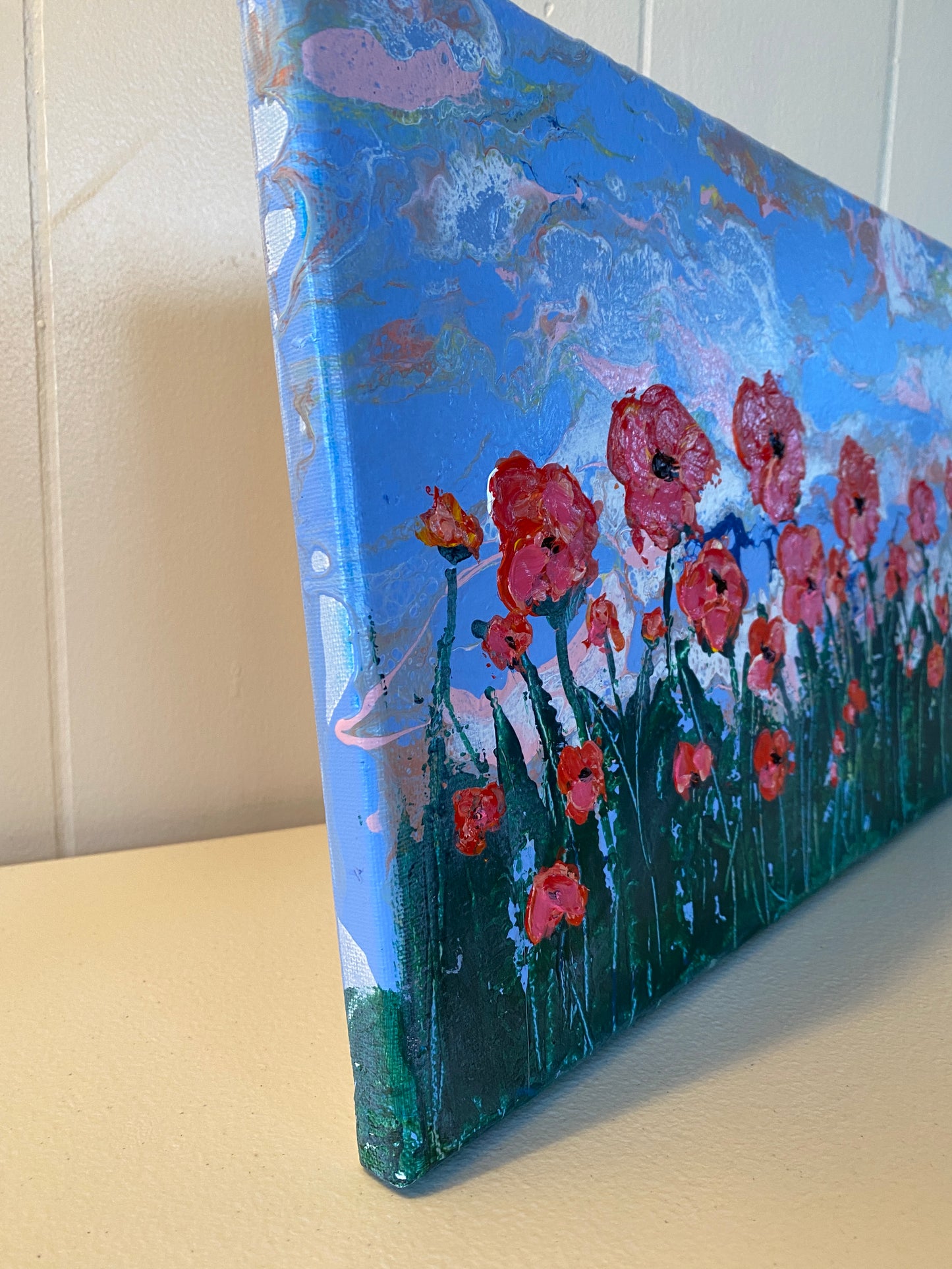 Happy Orange Poppies - 10" x 20" x 5/8" Canvas