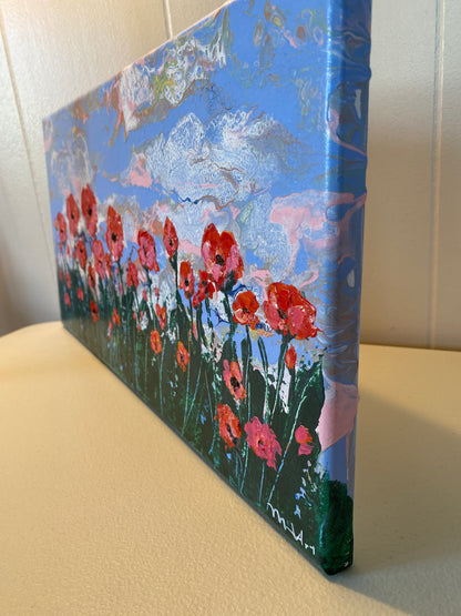 Happy Orange Poppies - 10" x 20" x 5/8" Canvas