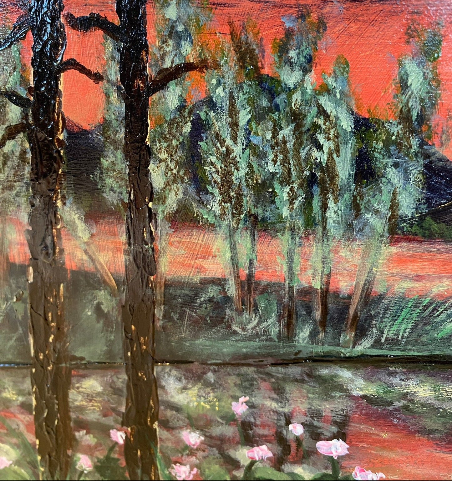 Water Lilies - 6" x 12" wood panel - "Petite" Collection