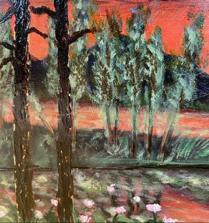 Water Lilies - 6" x 12" wood panel - "Petite" Collection